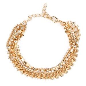 Gold and crystal rhinestone layered bracelet